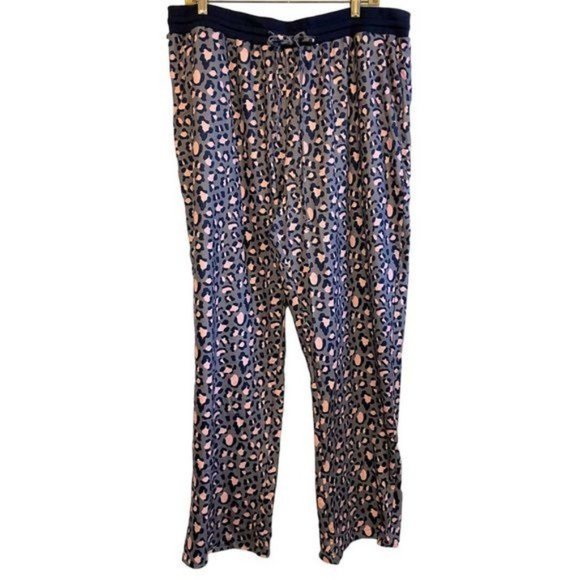 Leopard Print Solid Waistband Plus Size Lounge Pants 2X (9191) - Picture 3 of 7